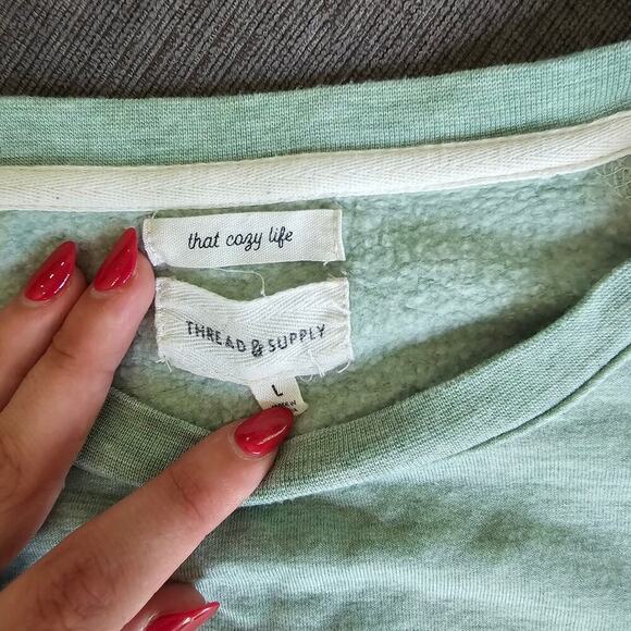 Thread & Supply Women's Green Jaime Crew Neck Long Sleeves Sweatshirt Size Large - Picture 6 of 7